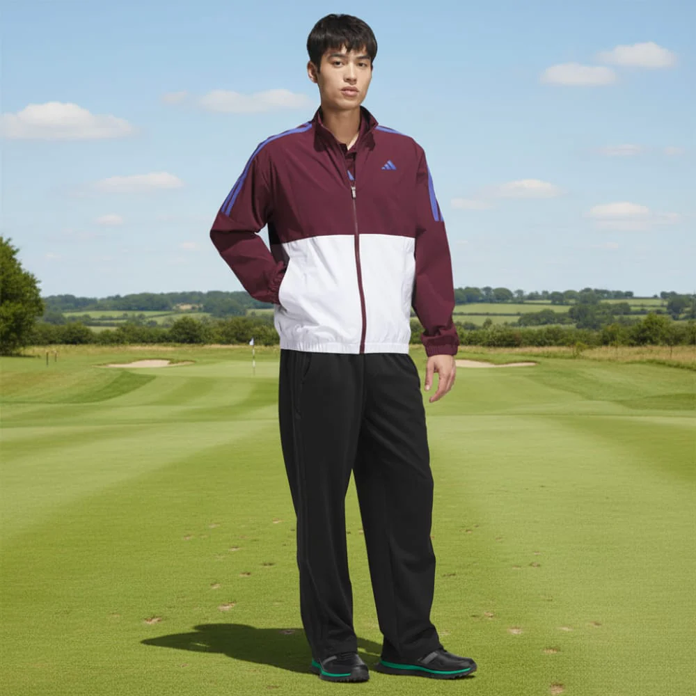 adidas Beyond The Course Windbreaker - White/Maroon - Image 4