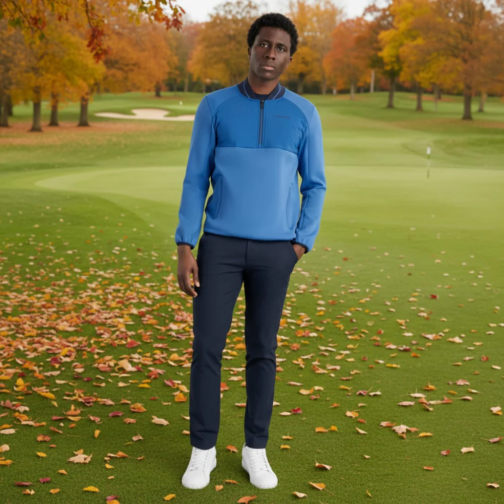 Calvin Klein Greenside 1/2 Zip Hybrid Bomber - Blue Hibiscus - Image 4