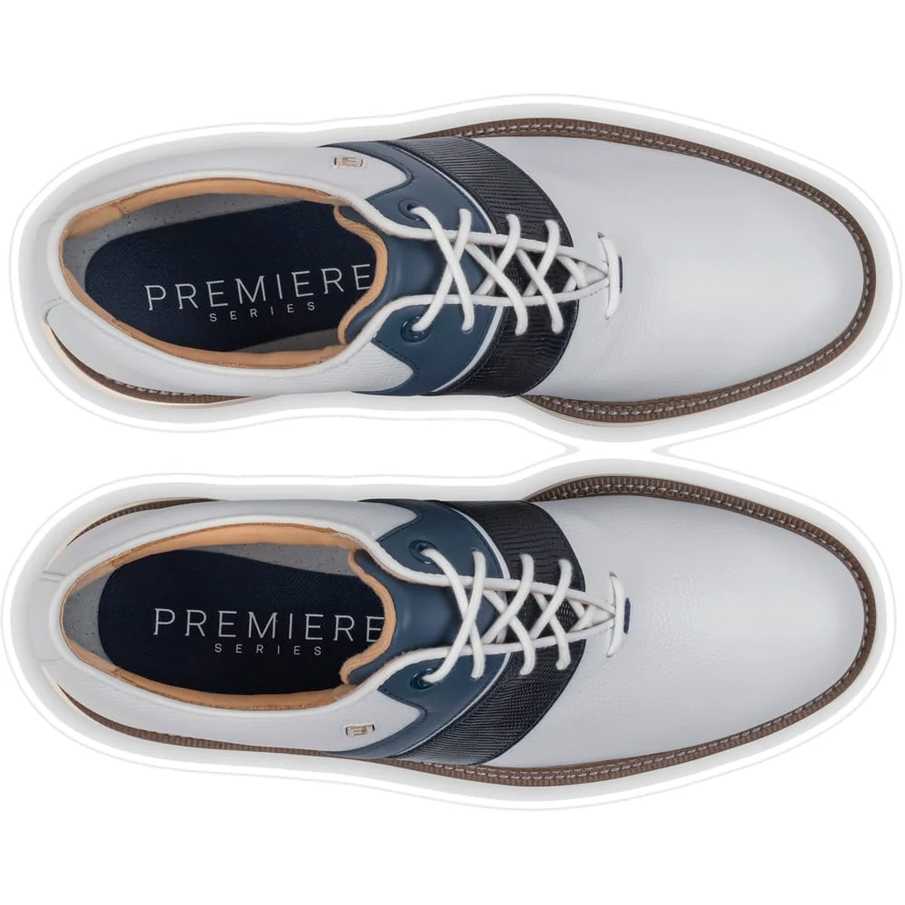 FootJoy Premiere Series Packard Waterproof Spiked Shoes - White/Navy/White - Image 3