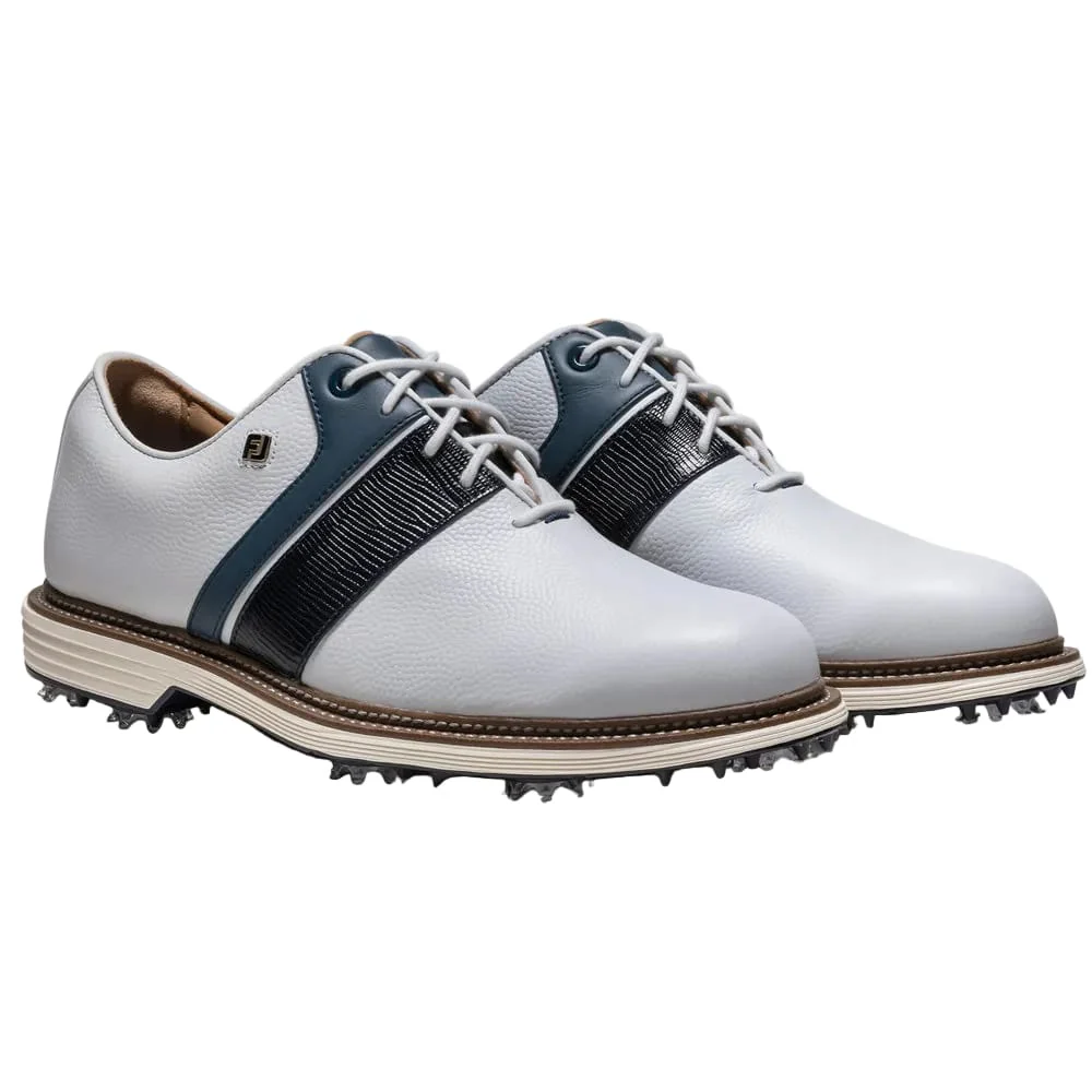 FootJoy Premiere Series Packard Waterproof Spiked Shoes - White/Navy/White - Image 5