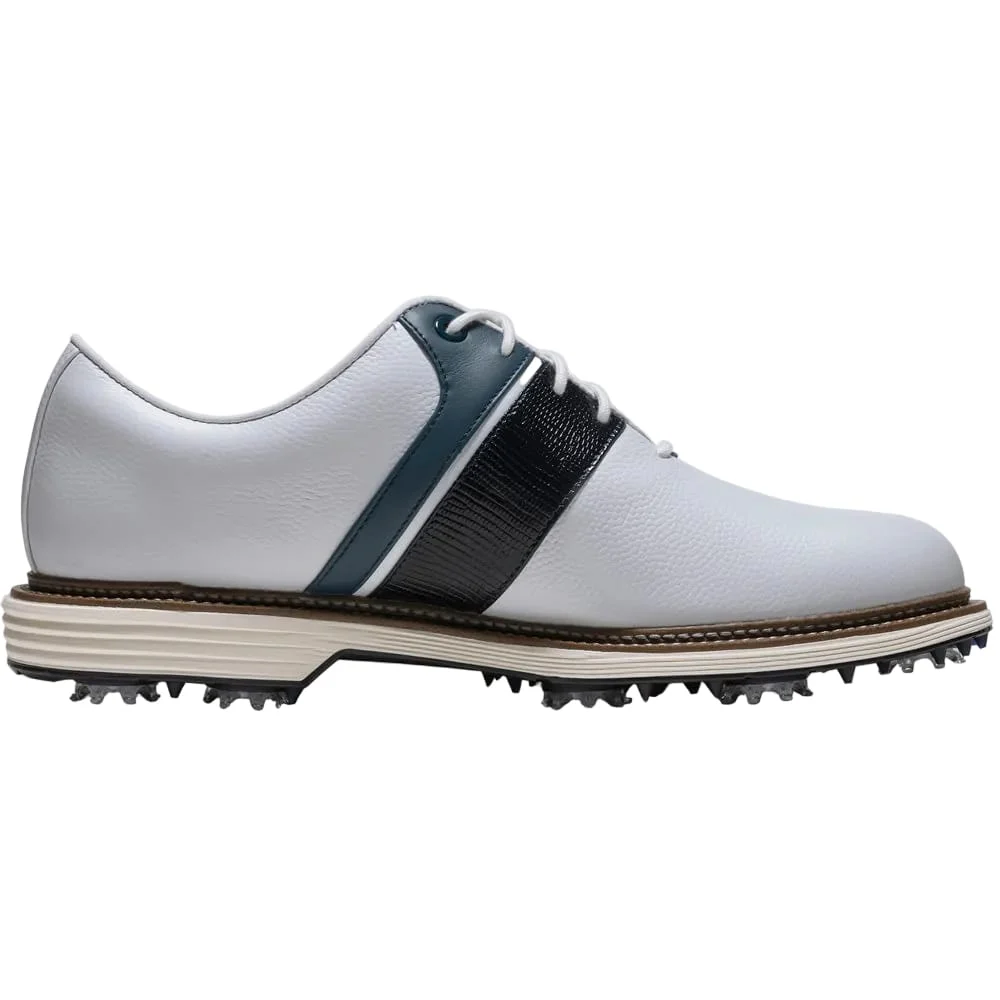 FootJoy Premiere Series Packard Waterproof Spiked Shoes - White/Navy/White - Image 6