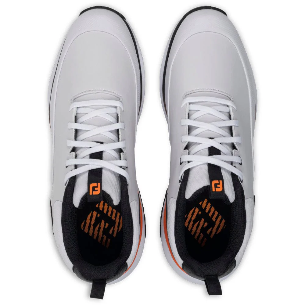 FootJoy Tour Rival Waterproof Spiked Shoes - White/Black/Orange - Image 6