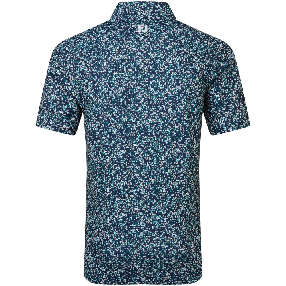 FootJoy Watercolour Floral Print Pique Polo Shirts - Navy/Sunshine/Field Green - Image 2