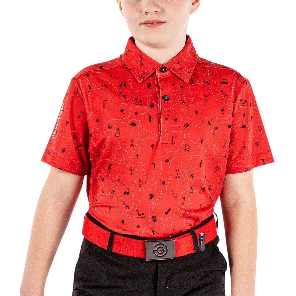 Galvin Green Junior Rowan Polo Shirt - Red/Black - Image 4
