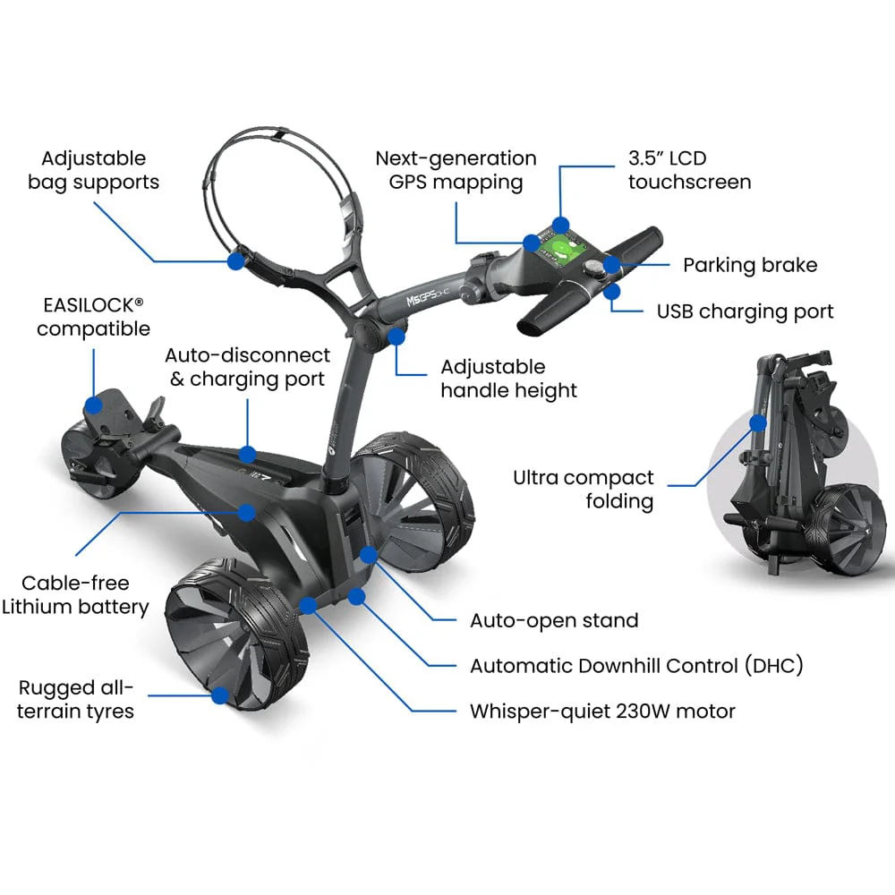 Motocaddy M5 DHC GPS Electric Trolley - Black/Blue - 2026 - Image 7