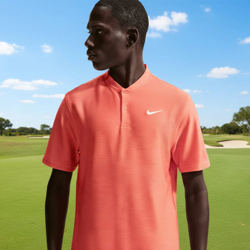 Nike Dri-Fit Velocity Blade Polo Shirt- Turf Orange/White - Image 5