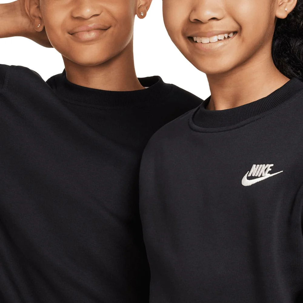 Nike Junior Sportswear Club Fleece Crew Neck Pullover - Black/White - Image 5