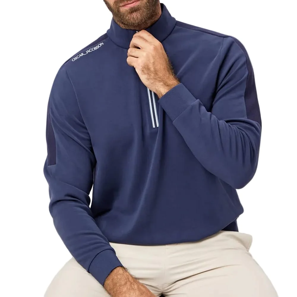 Oscar Jacobson Drew 1/4 Zip Pullover - Navy - Image 4