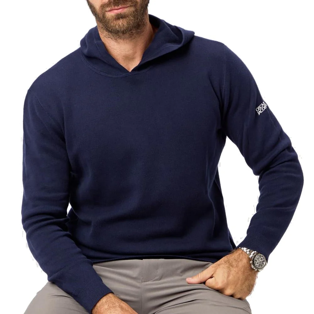 Oscar Jacobson Kennedy Lightweight Knitted Hoodie - Navy - Image 4