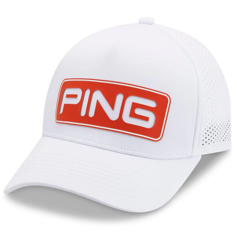 Ping Tour Vented Delta Cap - White/Tango