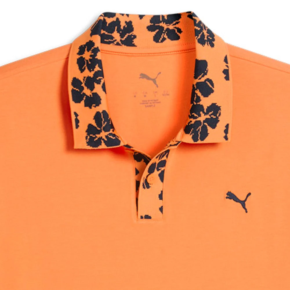Puma Modalon Floral Rib Polo Shirt  - Melon Glow/Deep Navy - Image 4