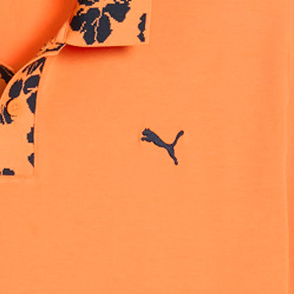 Puma Modalon Floral Rib Polo Shirt  - Melon Glow/Deep Navy - Image 5