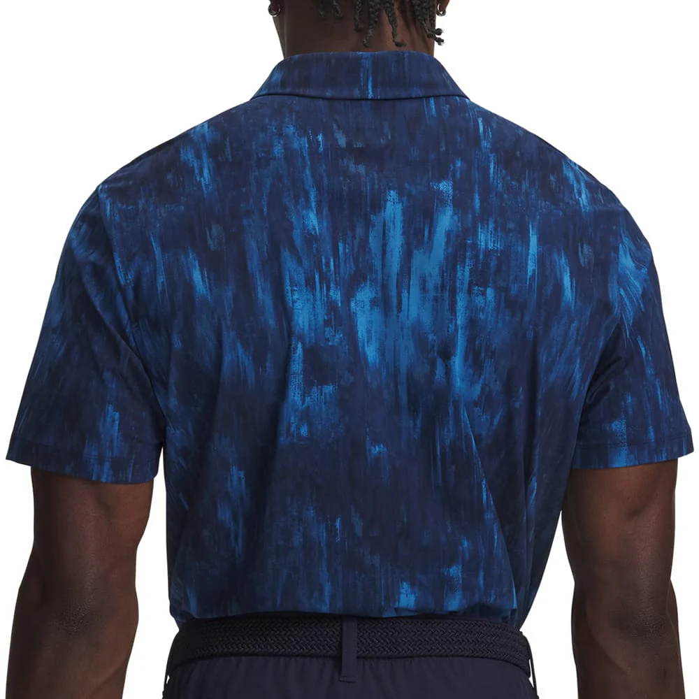 Under Armour Drive Chill Printed Polo Shirt - Aegean Blue/Midnight Navy/Mod Grey - Image 3