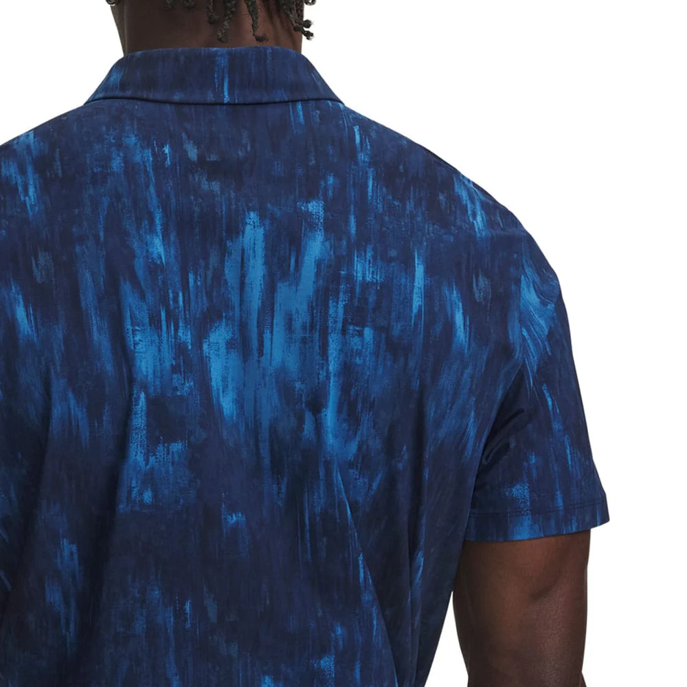 Under Armour Drive Chill Printed Polo Shirt - Aegean Blue/Midnight Navy/Mod Grey - Image 6
