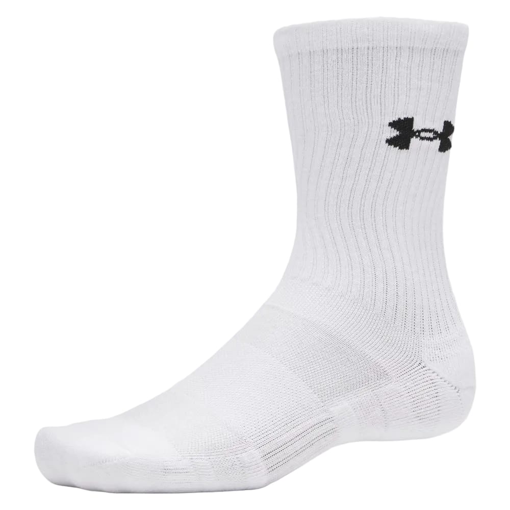 Under Armour Performance Cotton 3-Pack Crew Socks - White/Black/Grey - Image 2