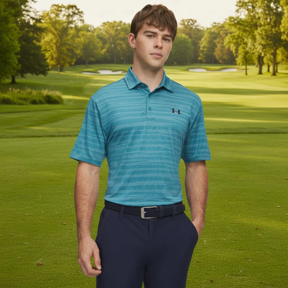 Under Armour Playoff Jacquard Polo Shirt - Boundless Blue/Midnight Navy - Image 3